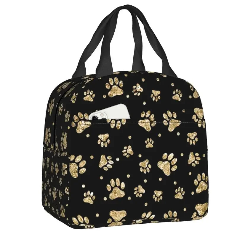 Pink Dog Paw Parttern torba za ručak Ženska hladnija toplo izolirana posuda za djecu Školski rad Piknik Torbe za hranu