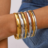 Uworld glatka zakrivljena minimalno savijena manšeta narukvica okrugla četvrtasta narukvica naslagane narukvice ženski nakit poklon za nju