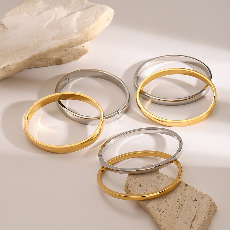 Uworld glatka zakrivljena minimalno savijena manšeta narukvica okrugla četvrtasta narukvica naslagane narukvice ženski nakit poklon za nju