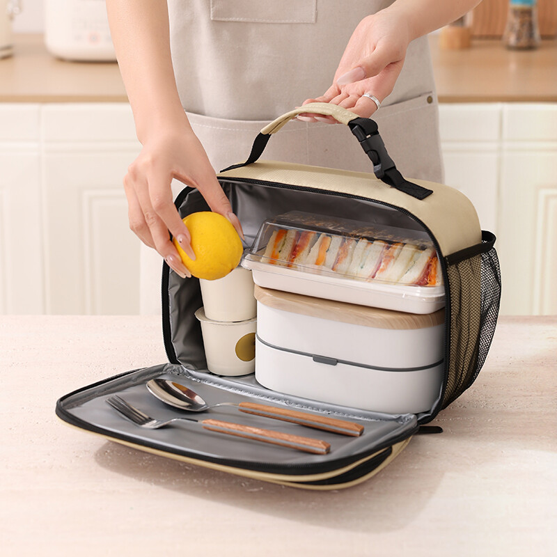 Geantă portabilă de prânz pentru femei, cutie de prânz izolată termic, geantă de mână, geantă de mână, bento impermeabilă, geantă de mână pentru mâncare de birou