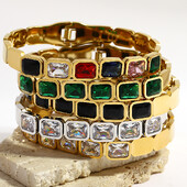 Narukvica od nehrđajućeg čelika za žene muškarce vintage šarene kristalne otvorene narukvice narukvice moderan luksuzni vodootporni nakit poklon