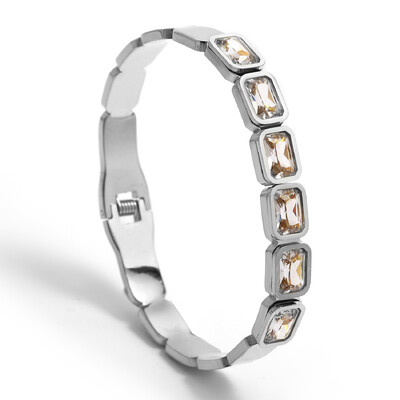 Narukvica od nehrđajućeg čelika za žene muškarce vintage šarene kristalne otvorene narukvice narukvice moderan luksuzni vodootporni nakit poklon