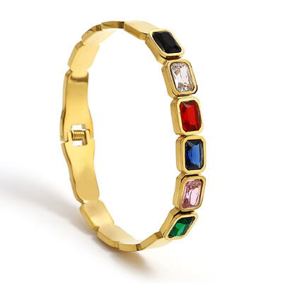 Narukvica od nehrđajućeg čelika za žene muškarce vintage šarene kristalne otvorene narukvice narukvice moderan luksuzni vodootporni nakit poklon