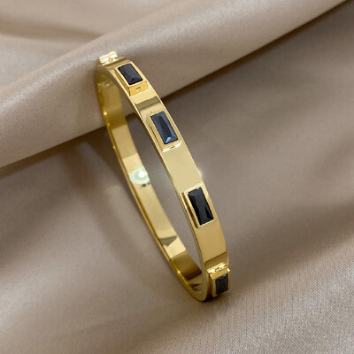 Narukvica od nehrđajućeg čelika za žene muškarce vintage šarene kristalne otvorene narukvice narukvice moderan luksuzni vodootporni nakit poklon