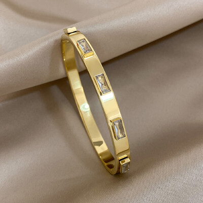 Narukvica od nehrđajućeg čelika za žene muškarce vintage šarene kristalne otvorene narukvice narukvice moderan luksuzni vodootporni nakit poklon