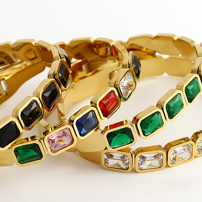 Narukvica od nehrđajućeg čelika za žene muškarce vintage šarene kristalne otvorene narukvice narukvice moderan luksuzni vodootporni nakit poklon