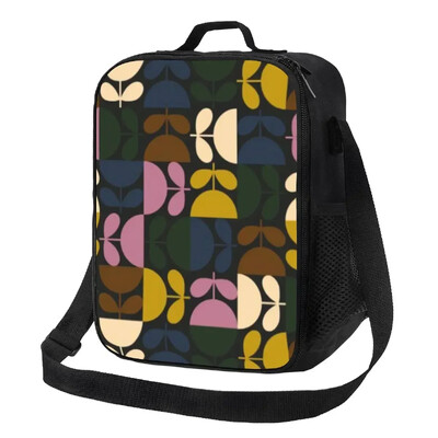 Orla Kiely Geantă de prânz izolată cu mai multe tulpini pentru școală de lucru, abstract, scandinav, floral, reutilizabil, cutie de prânz pentru copii