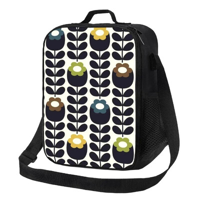 Orla Kiely Geantă de prânz izolată cu mai multe tulpini pentru școală de lucru, abstract, scandinav, floral, reutilizabil, cutie de prânz pentru copii