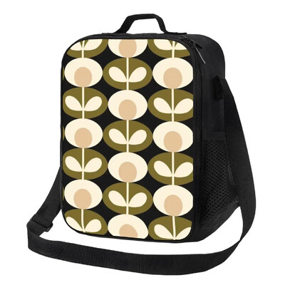 Orla Kiely Geantă de prânz izolată cu mai multe tulpini pentru școală de lucru, abstract, scandinav, floral, reutilizabil, cutie de prânz pentru copii