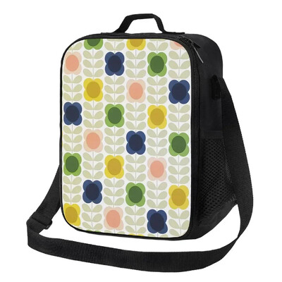 Orla Kiely Geantă de prânz izolată cu mai multe tulpini pentru școală de lucru, abstract, scandinav, floral, reutilizabil, cutie de prânz pentru copii