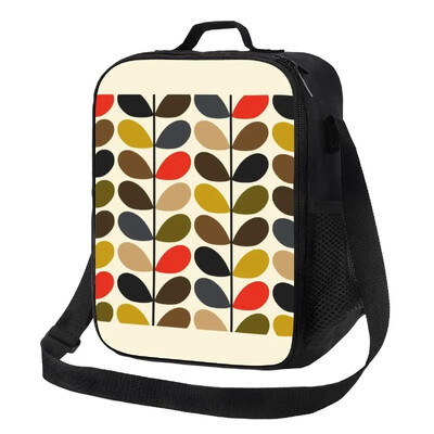 Orla Kiely Geantă de prânz izolată cu mai multe tulpini pentru școală de lucru, abstract, scandinav, floral, reutilizabil, cutie de prânz pentru copii