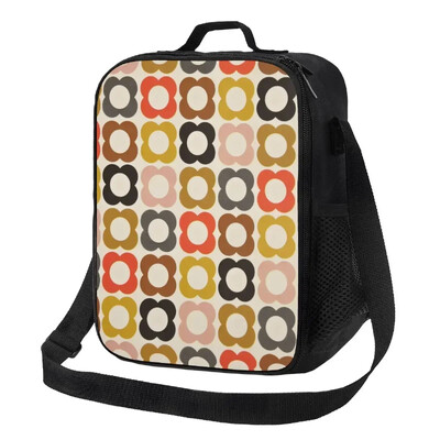 Orla Kiely Geantă de prânz izolată cu mai multe tulpini pentru școală de lucru, abstract, scandinav, floral, reutilizabil, cutie de prânz pentru copii