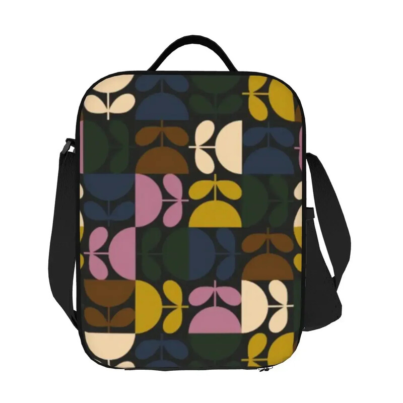 Orla Kiely Geantă de prânz izolată cu mai multe tulpini pentru școală de lucru, abstract, scandinav, floral, reutilizabil, cutie de prânz pentru copii