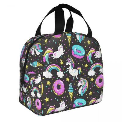 Prenosna kutija za ručak s uzorkom slatkog jednoroga, toplinski hladnjak, vodootporna torba za ručak, izolirana za hranu, školarci, studenti