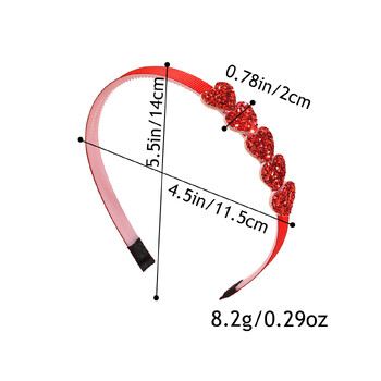 5бр. Ленти за глава за Свети Валентин за момичета Лента за коса с любовно сърце Блестящи ленти за глава със сърце за момичета Детски парти Аксесоари за коса