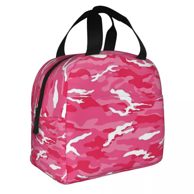 Roosa kamuflaažiga sõjaväe isoleeritud lõunakotid Lekkekindlad piknikukotid Termiline lõunakarp Lõunakast naistetööle Lastekool