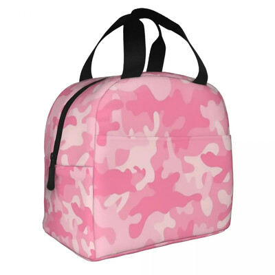 Roosa kamuflaažiga sõjaväe isoleeritud lõunakotid Lekkekindlad piknikukotid Termiline lõunakarp Lõunakast naistetööle Lastekool