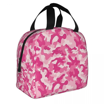 Roosa kamuflaažiga sõjaväe isoleeritud lõunakotid Lekkekindlad piknikukotid Termiline lõunakarp Lõunakast naistetööle Lastekool