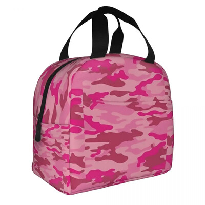 Roosa kamuflaažiga sõjaväe isoleeritud lõunakotid Lekkekindlad piknikukotid Termiline lõunakarp Lõunakast naistetööle Lastekool