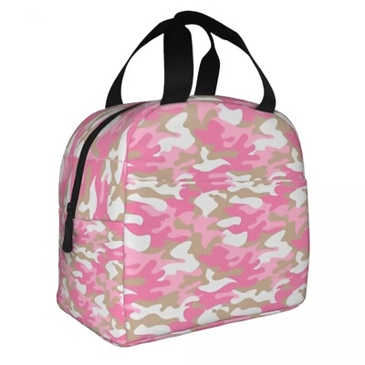 Roosa kamuflaažiga sõjaväe isoleeritud lõunakotid Lekkekindlad piknikukotid Termiline lõunakarp Lõunakast naistetööle Lastekool
