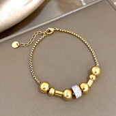 Punk zdepaste kutije, lančići, perle, privjesci, narukvice od nehrđajućeg čelika za žene, muškarce, modna zlatna narukvica s perlama, nakit za zapešće