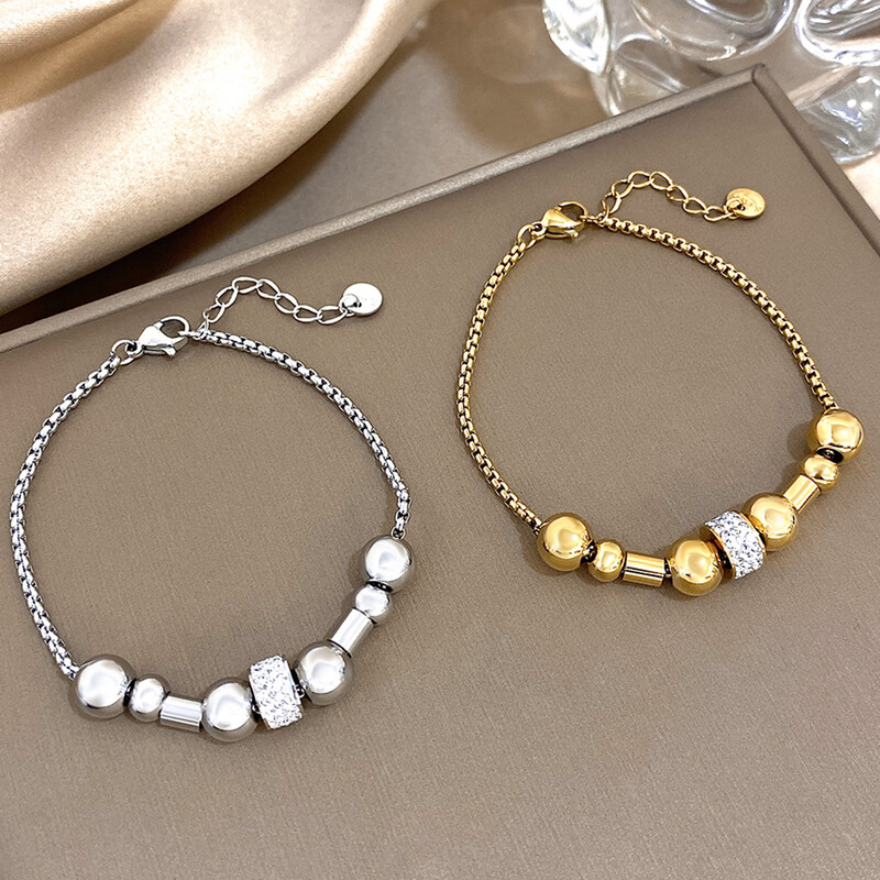 Punk zdepaste kutije, lančići, perle, privjesci, narukvice od nehrđajućeg čelika za žene, muškarce, modna zlatna narukvica s perlama, nakit za zapešće