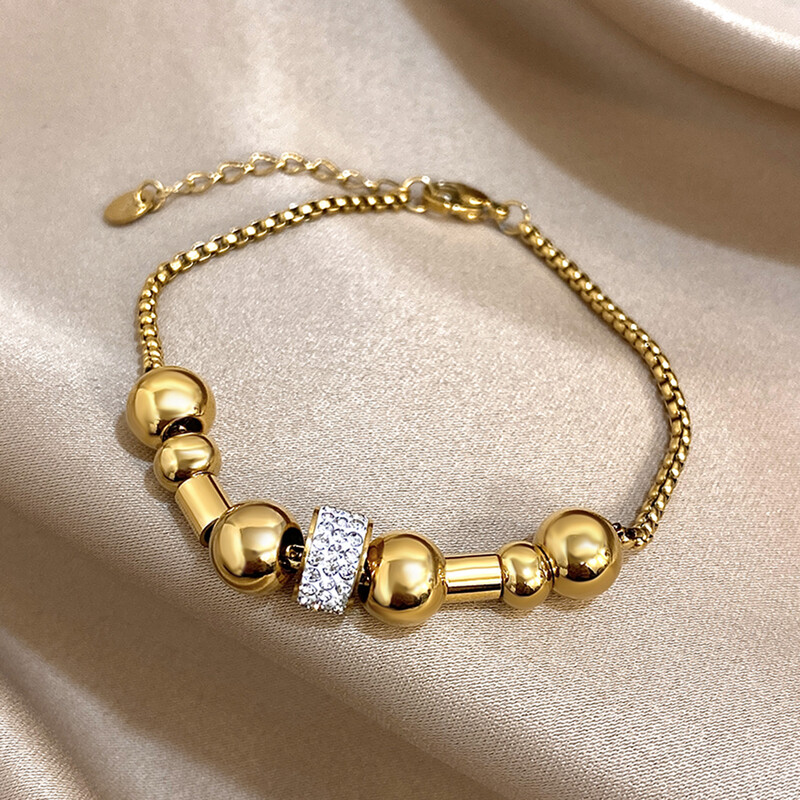 Punk zdepaste kutije, lančići, perle, privjesci, narukvice od nehrđajućeg čelika za žene, muškarce, modna zlatna narukvica s perlama, nakit za zapešće