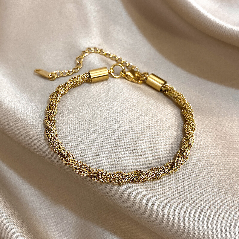 Punk Chunky Twist Snake Bone Lanț Brățări din oțel inoxidabil pentru bărbați și femei Brățară placată cu aur de modă, cadou rezistent la apă