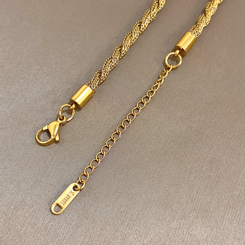 Punk Chunky Twist Snake Bone Lanț Brățări din oțel inoxidabil pentru bărbați și femei Brățară placată cu aur de modă, cadou rezistent la apă