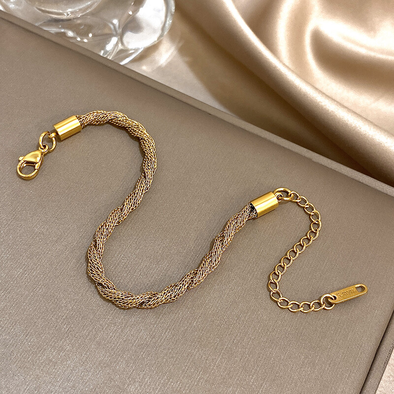 Punk Chunky Twist Snake Bone Lanț Brățări din oțel inoxidabil pentru bărbați și femei Brățară placată cu aur de modă, cadou rezistent la apă