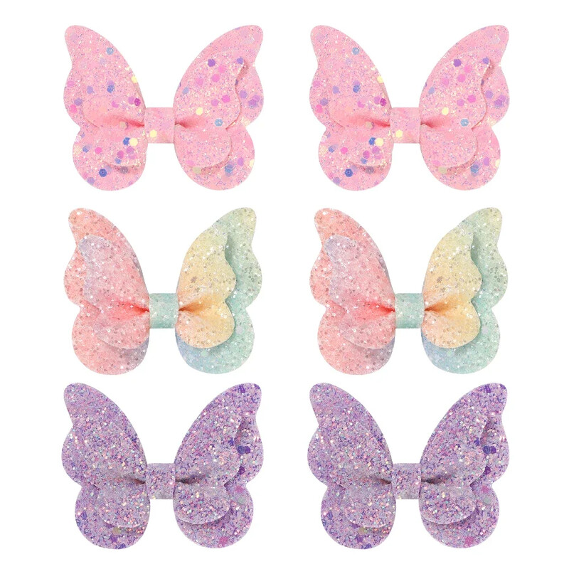 20 buc 2,7 inchi cleme de păr cu fluture strălucitoare pentru fete agrafe cu sclipici cleme pentru păr Accesorii pentru păr pentru copii