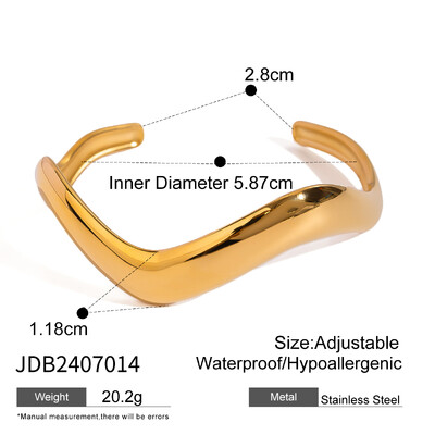 Uworld Vintage Wave Cuff Bracelet Smooth Curved Minimal Cuff Bent Гривна Подредена гривна Дамски бижута Подарък за нея