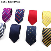 Cravată pentru bărbați din poliester, cravată cu dungi, roșu, galben, cravată clasică de birou, accesorii pentru smoking de nuntă