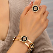 2KOM Set nakita Lavlja glava Narukvica od nehrđajućeg čelika Narukvica za žene Pozlaćeni glatki prsten Punk darovi