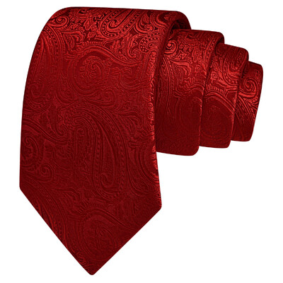 RBOCOTT Nova klasična svilena kravata s uzorkom od 8 cm, muška crveno plava crna uredska svadbena zabava Poklon kravata Dodaci