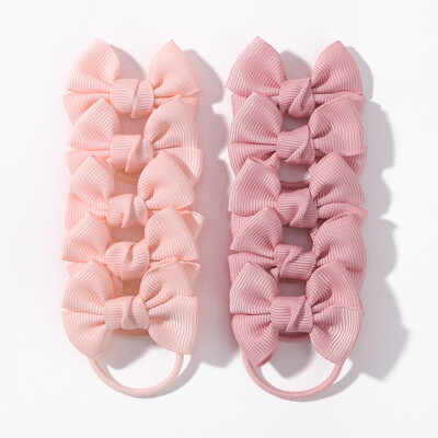 10 bucăți/lot funde cu panglică cu grosgrain, cravate elastice pentru păr, suporturi pentru benzile de păr, accesorii de păr de Anul Nou pentru cadou pentru fetițe