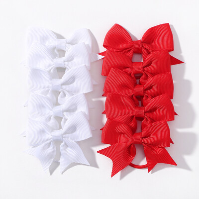 10 bucăți/lot funde cu panglică cu grosgrain, cravate elastice pentru păr, suporturi pentru benzile de păr, accesorii de păr de Anul Nou pentru cadou pentru fetițe