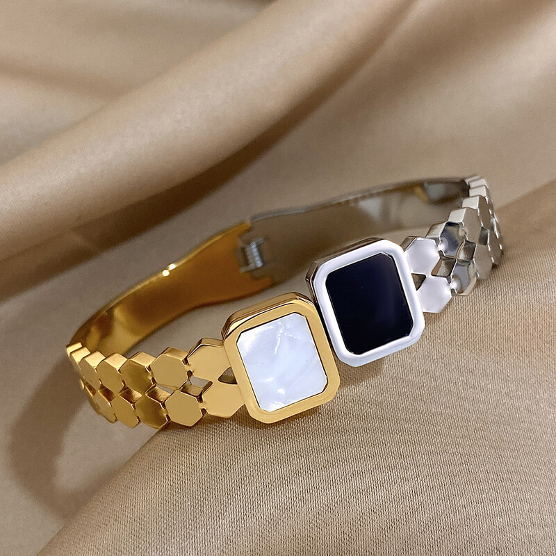 Brățări cu manșetă în formă de fagure, cu îmbinare în două tonuri, pentru femei, brățară unică din oțel inoxidabil, bijuterii rezistente la apă