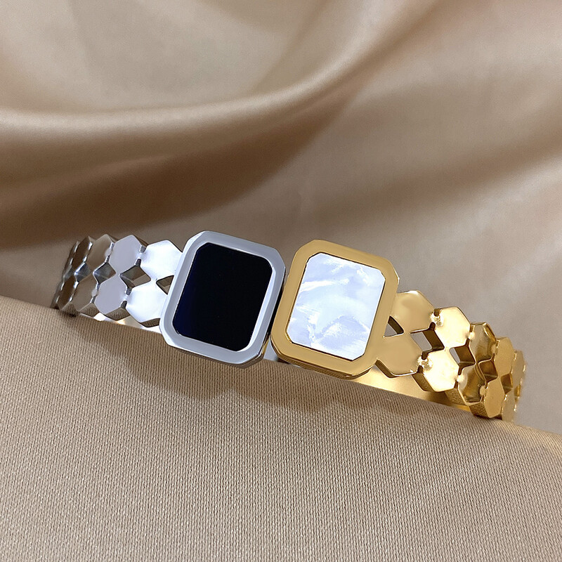 Brățări cu manșetă în formă de fagure, cu îmbinare în două tonuri, pentru femei, brățară unică din oțel inoxidabil, bijuterii rezistente la apă