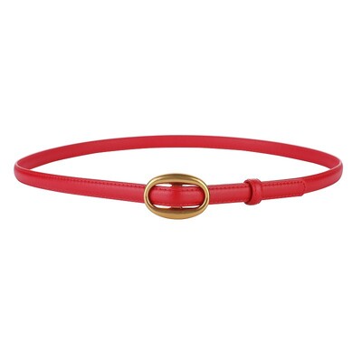 Trend Cureaua de dama cu catarama ovala aurie Moda Casual Versatil Cureaua subtire Cureaua moale din piele naturala Rochie Jeans Cureaua slaba