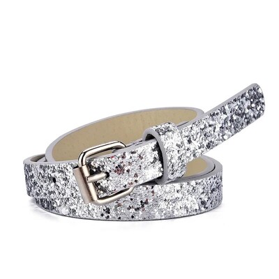 1 buc. Cureaua noua pentru copii, moda cu sclipici, centura subtire, ocazional, pentru tineret, pentru scoala primara, pentru baieti si fete, pentru blugi, curea scurta