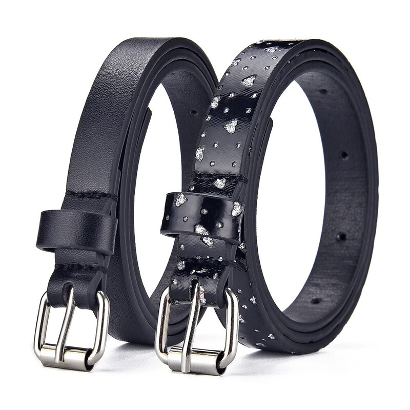 1 buc. Cureaua noua pentru copii, moda cu sclipici, centura subtire, ocazional, pentru tineret, pentru scoala primara, pentru baieti si fete, pentru blugi, curea scurta