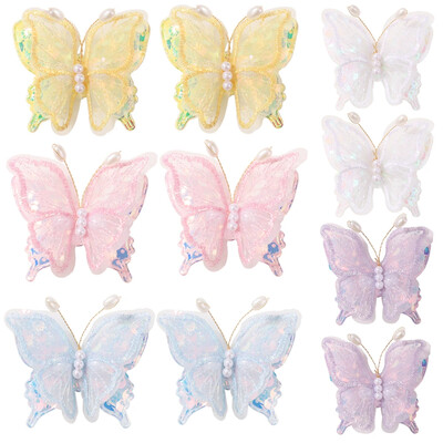 10 bucăți dulci brodate sclipici fluture barete de păr pentru femei, fete, prințesă, curcubeu, agrafe de păr, accesorii pentru păr