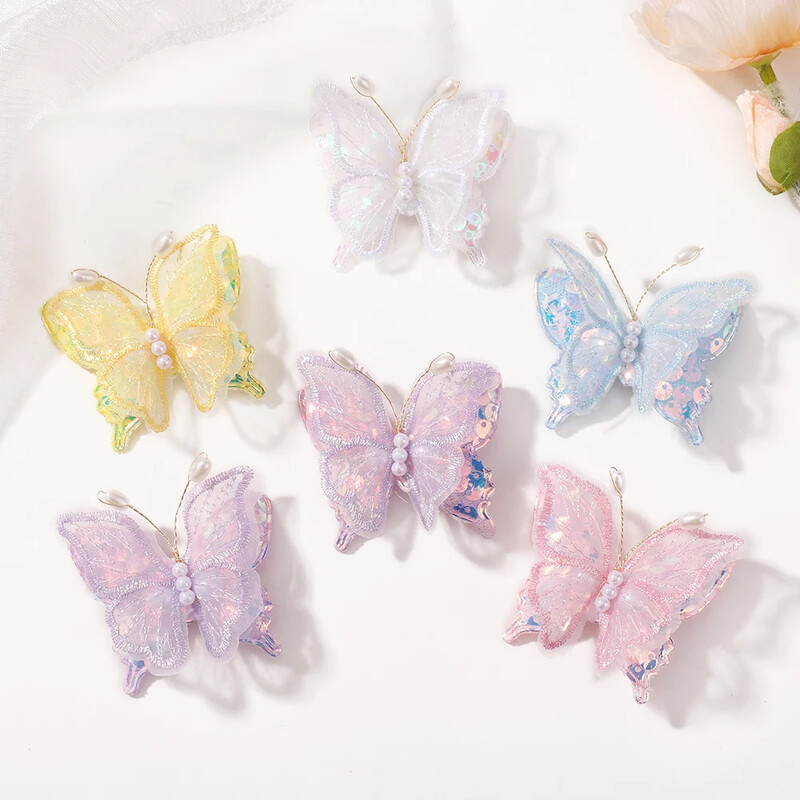 10 bucăți dulci brodate sclipici fluture barete de păr pentru femei, fete, prințesă, curcubeu, agrafe de păr, accesorii pentru păr
