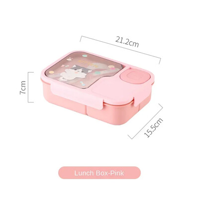 Кутия за обяд Bento за деца, момичета, анимационни студенти Kawaii Cute Heated 3 Grid Sandwich Кутия за храна за храна Специална столова Съхранение на храна