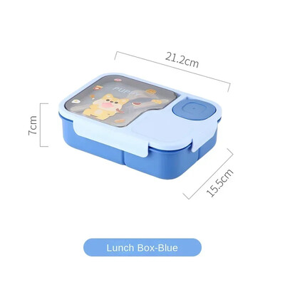 Кутия за обяд Bento за деца, момичета, анимационни студенти Kawaii Cute Heated 3 Grid Sandwich Кутия за храна за храна Специална столова Съхранение на храна