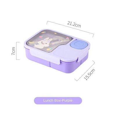 Кутия за обяд Bento за деца, момичета, анимационни студенти Kawaii Cute Heated 3 Grid Sandwich Кутия за храна за храна Специална столова Съхранение на храна