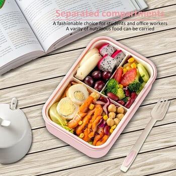 Кутии Bento за възрастни, деца 1100 ML Кутия за обяд Bento с лъжица и вилица Контейнери за кутия за обяд Bento Box за хранене навън Работа Пикник