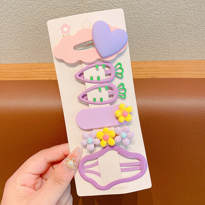 6 bucăți agrafe de păr colorate cu desene animate pentru fete, agrafe drăguțe cu inimă de flori, agrafe de păr pentru bebeluși, agrafe, accesorii pentru păr pentru copii