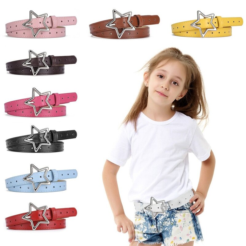 Lapsed Lapsed Reguleeritav metallist nööpnõelaga nahast rihm tüdrukutele poistele viieharuline PU-pandlaga vöörihm vöörihm vöörihm